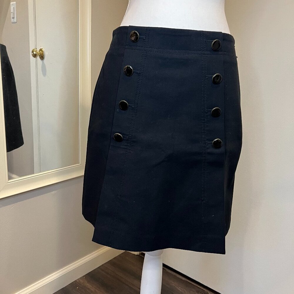 Ann Taylor LOFT Black Button Front Sailor mini skirt, Size 4